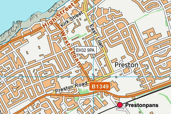 EH32 9PA map - OS VectorMap District (Ordnance Survey)