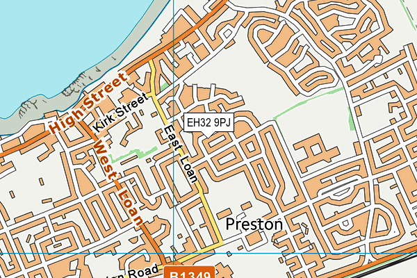 EH32 9PJ map - OS VectorMap District (Ordnance Survey)