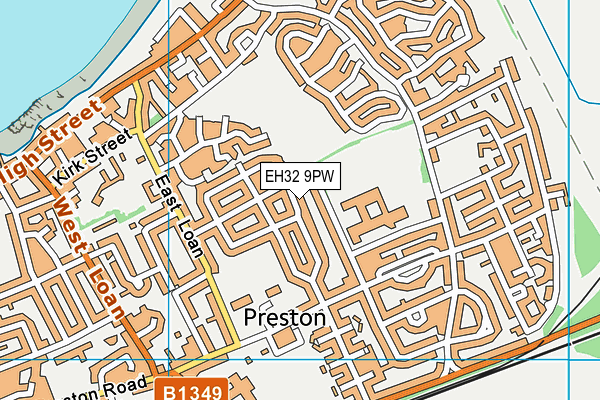 EH32 9PW map - OS VectorMap District (Ordnance Survey)