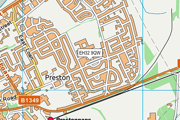 EH32 9QW map - OS VectorMap District (Ordnance Survey)