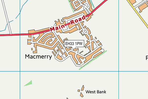 EH33 1PW map - OS VectorMap District (Ordnance Survey)