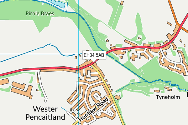 EH34 5AB map - OS VectorMap District (Ordnance Survey)
