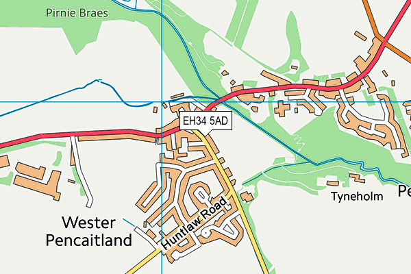 EH34 5AD map - OS VectorMap District (Ordnance Survey)