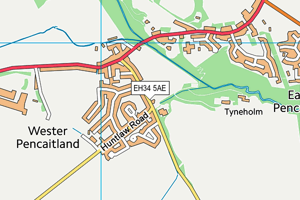 EH34 5AE map - OS VectorMap District (Ordnance Survey)