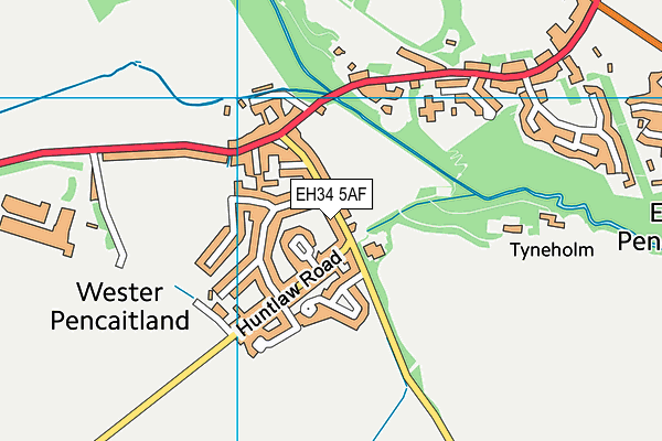 EH34 5AF map - OS VectorMap District (Ordnance Survey)