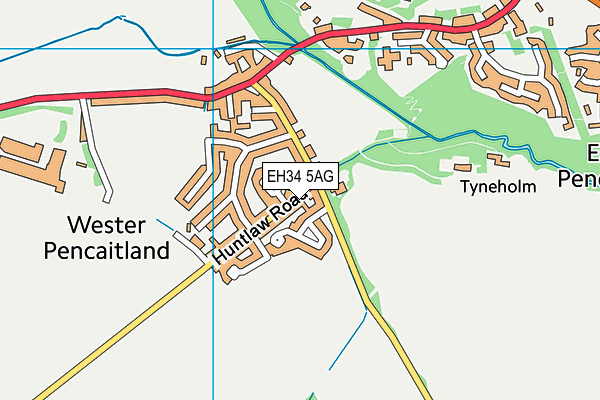 EH34 5AG map - OS VectorMap District (Ordnance Survey)