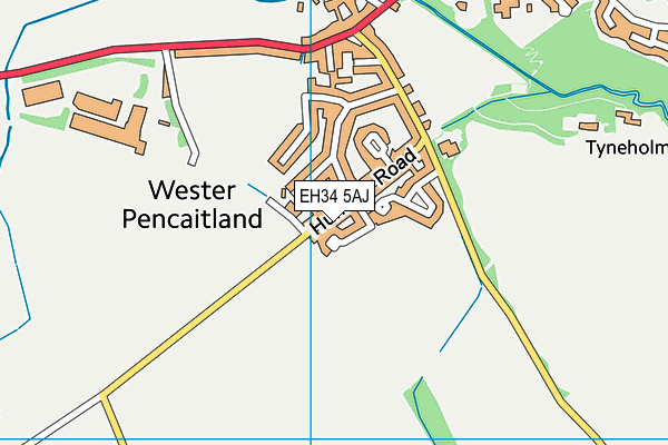 EH34 5AJ map - OS VectorMap District (Ordnance Survey)