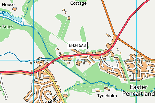 EH34 5AS map - OS VectorMap District (Ordnance Survey)