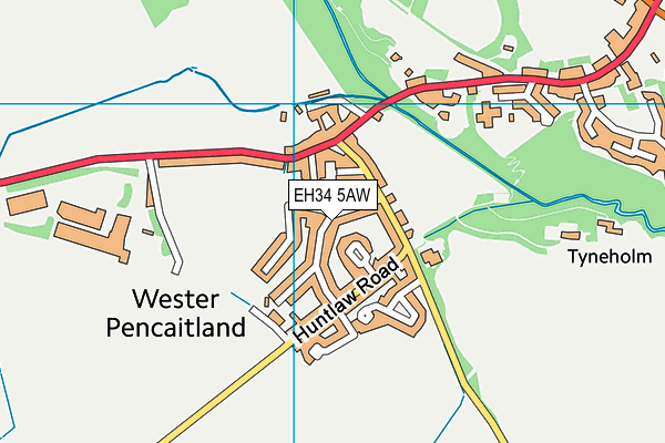 EH34 5AW map - OS VectorMap District (Ordnance Survey)