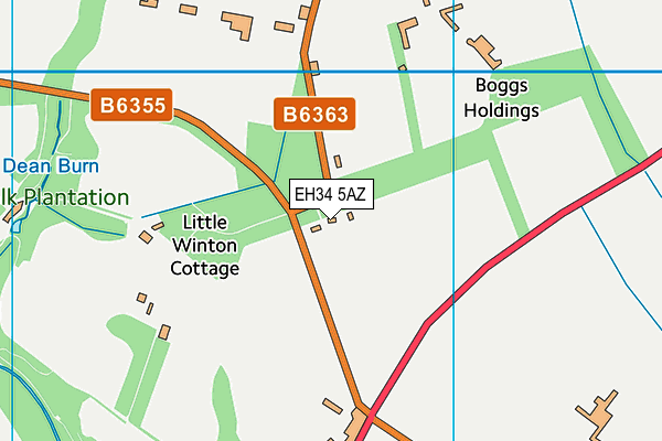 EH34 5AZ map - OS VectorMap District (Ordnance Survey)