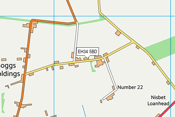 EH34 5BD map - OS VectorMap District (Ordnance Survey)