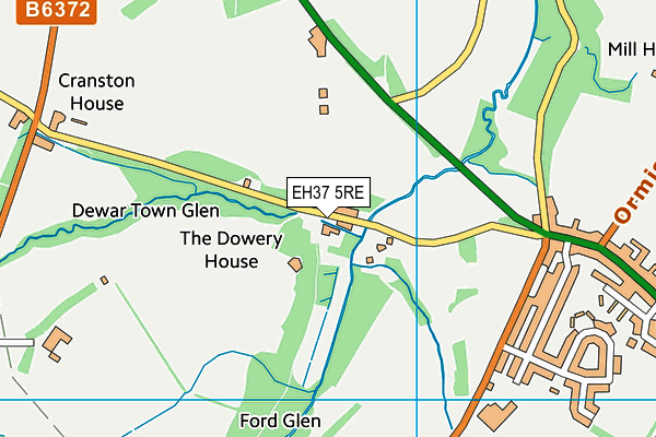 EH37 5RE map - OS VectorMap District (Ordnance Survey)