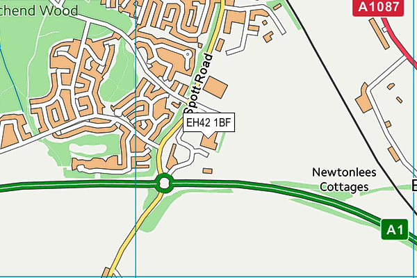 EH42 1BF map - OS VectorMap District (Ordnance Survey)