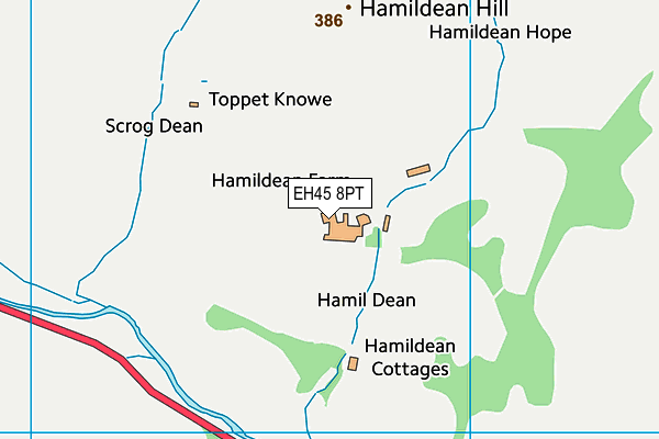 EH45 8PT map - OS VectorMap District (Ordnance Survey)