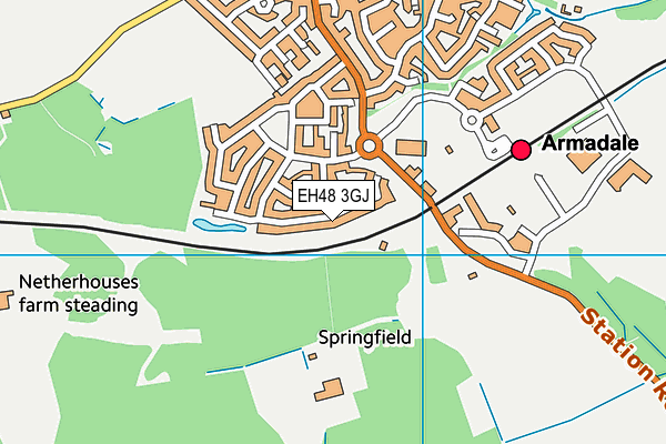 EH48 3GJ map - OS VectorMap District (Ordnance Survey)