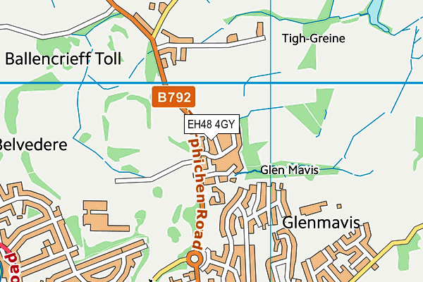 EH48 4GY map - OS VectorMap District (Ordnance Survey)