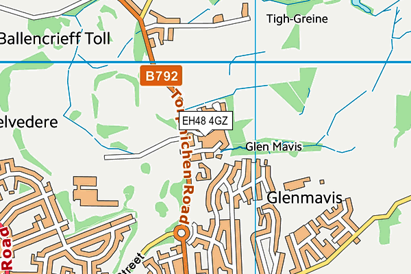 EH48 4GZ map - OS VectorMap District (Ordnance Survey)