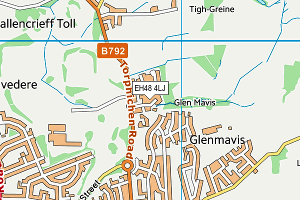 EH48 4LJ map - OS VectorMap District (Ordnance Survey)