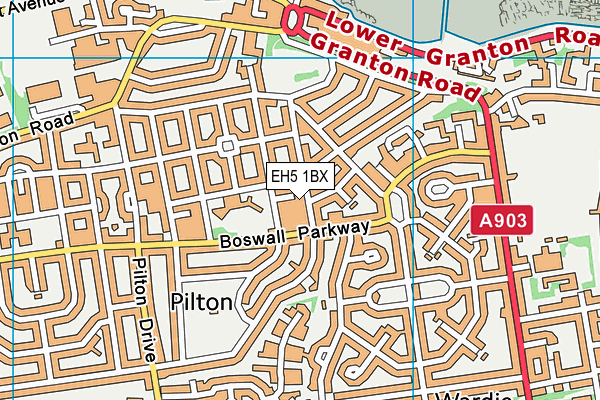 EH5 1BX map - OS VectorMap District (Ordnance Survey)