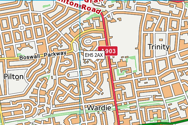 EH5 2AX map - OS VectorMap District (Ordnance Survey)