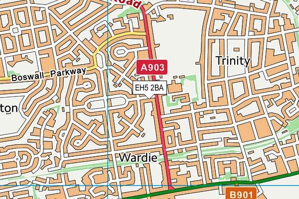 EH5 2BA map - OS VectorMap District (Ordnance Survey)