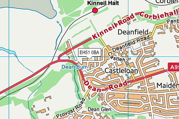 EH51 0BA map - OS VectorMap District (Ordnance Survey)