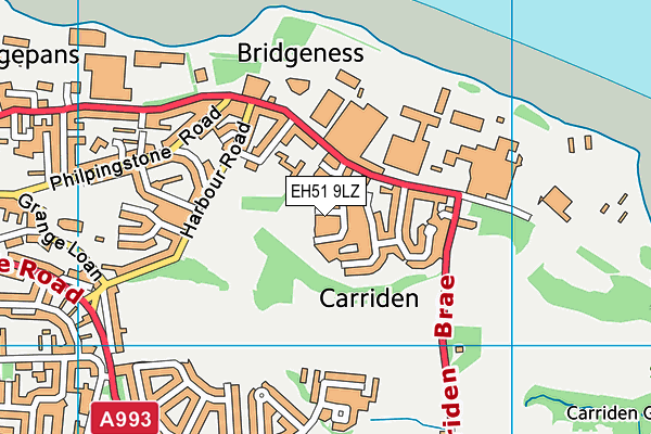 EH51 9LZ map - OS VectorMap District (Ordnance Survey)