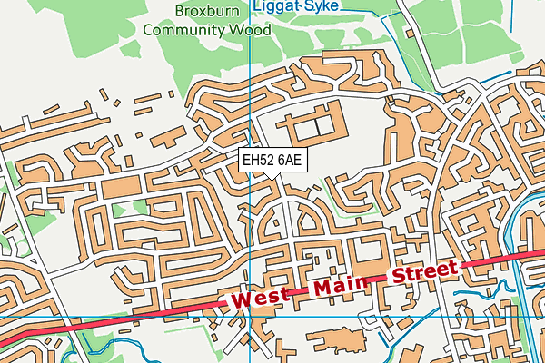 EH52 6AE map - OS VectorMap District (Ordnance Survey)