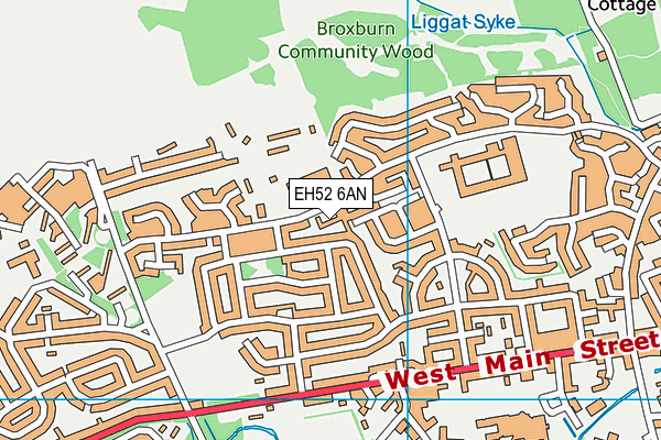 EH52 6AN map - OS VectorMap District (Ordnance Survey)
