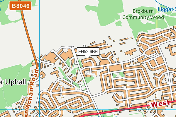 EH52 6BH map - OS VectorMap District (Ordnance Survey)