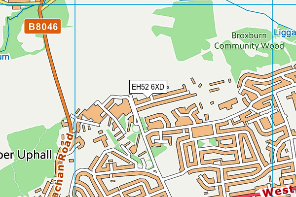 EH52 6XD map - OS VectorMap District (Ordnance Survey)