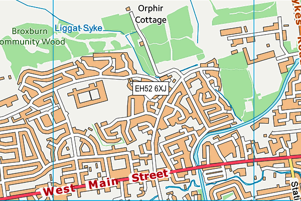 EH52 6XJ map - OS VectorMap District (Ordnance Survey)