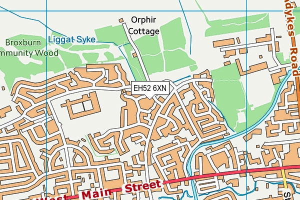 EH52 6XN map - OS VectorMap District (Ordnance Survey)
