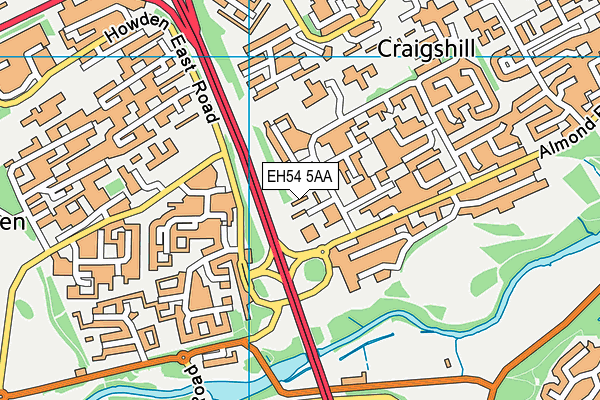 EH54 5AA map - OS VectorMap District (Ordnance Survey)