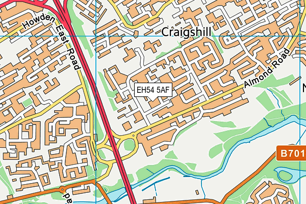 EH54 5AF map - OS VectorMap District (Ordnance Survey)