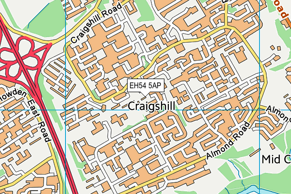 EH54 5AP map - OS VectorMap District (Ordnance Survey)