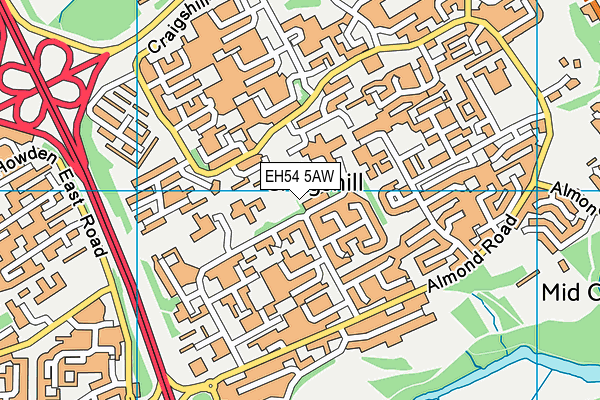 EH54 5AW map - OS VectorMap District (Ordnance Survey)