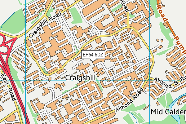 EH54 5DZ map - OS VectorMap District (Ordnance Survey)