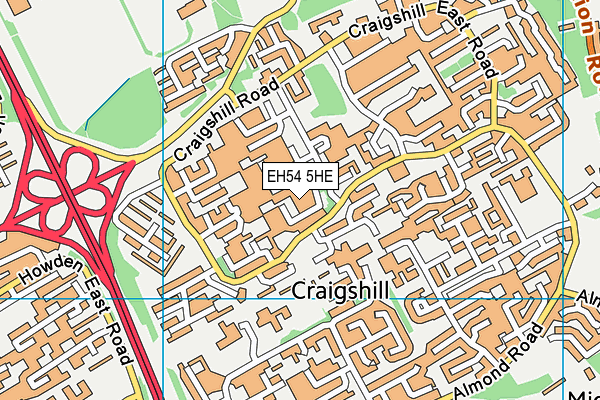 EH54 5HE map - OS VectorMap District (Ordnance Survey)