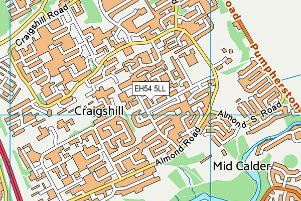 EH54 5LL map - OS VectorMap District (Ordnance Survey)