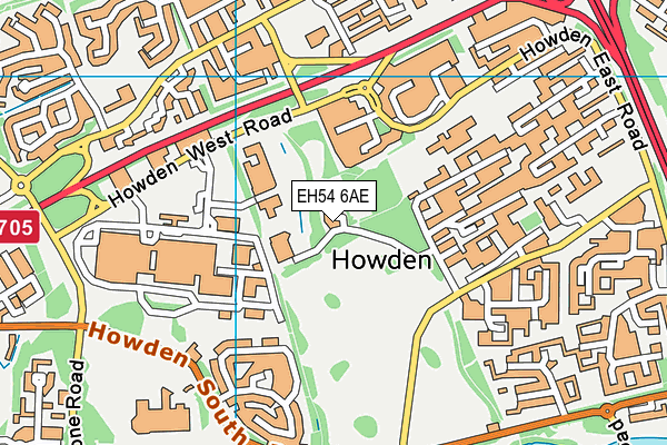 EH54 6AE map - OS VectorMap District (Ordnance Survey)