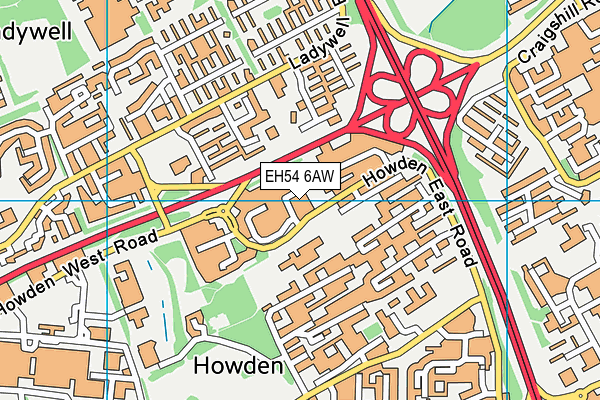 EH54 6AW map - OS VectorMap District (Ordnance Survey)