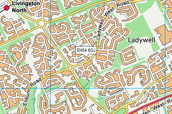 EH54 6GJ map - OS VectorMap District (Ordnance Survey)