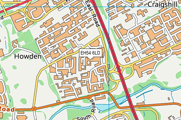 EH54 6LD map - OS VectorMap District (Ordnance Survey)