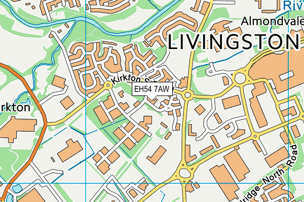 EH54 7AW map - OS VectorMap District (Ordnance Survey)