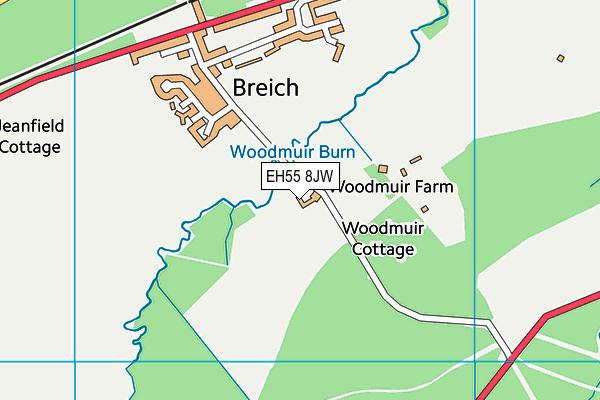 EH55 8JW map - OS VectorMap District (Ordnance Survey)