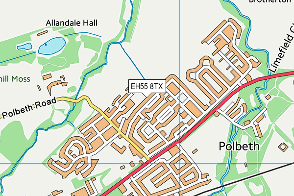 EH55 8TX map - OS VectorMap District (Ordnance Survey)