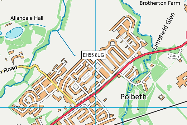 EH55 8UG map - OS VectorMap District (Ordnance Survey)