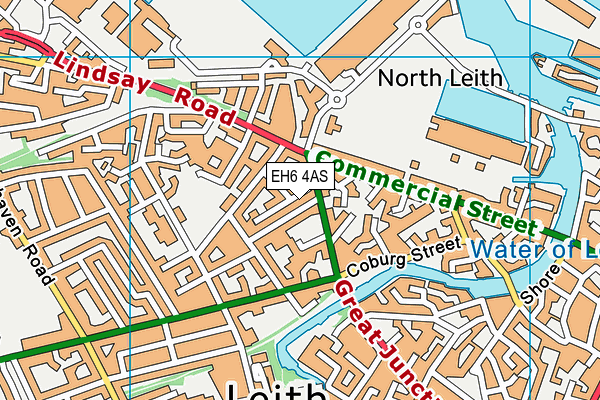 EH6 4AS map - OS VectorMap District (Ordnance Survey)