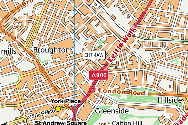 EH7 4AW map - OS VectorMap District (Ordnance Survey)